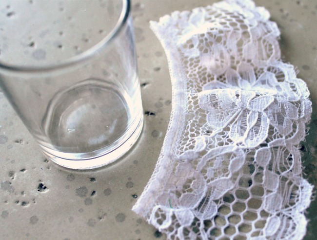 DIY Lace Painted Candle Holders