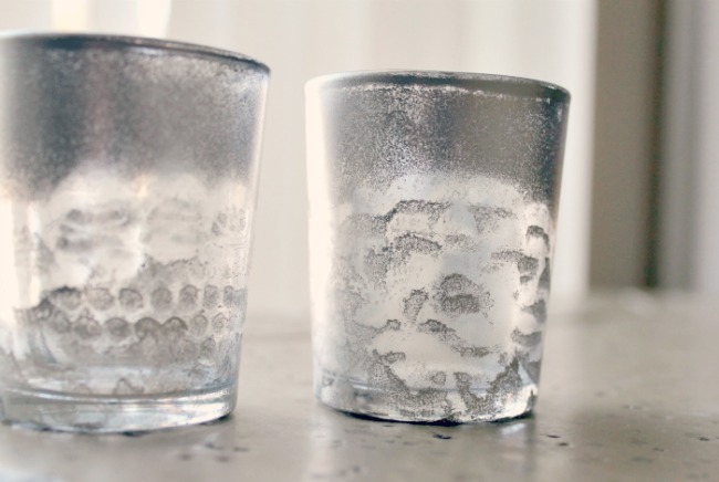 DIY Lace Painted Candle Holders