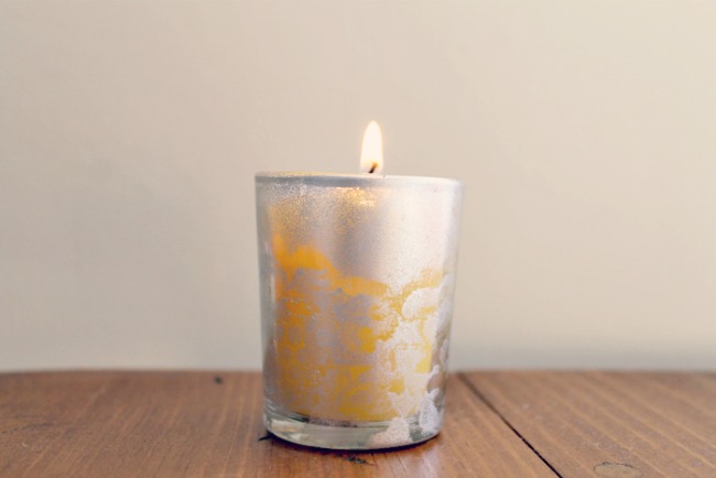 DIY Lace Painted Candle Holders