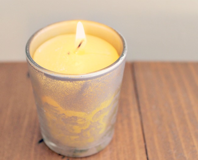 DIY Lace Painted Candle Holders